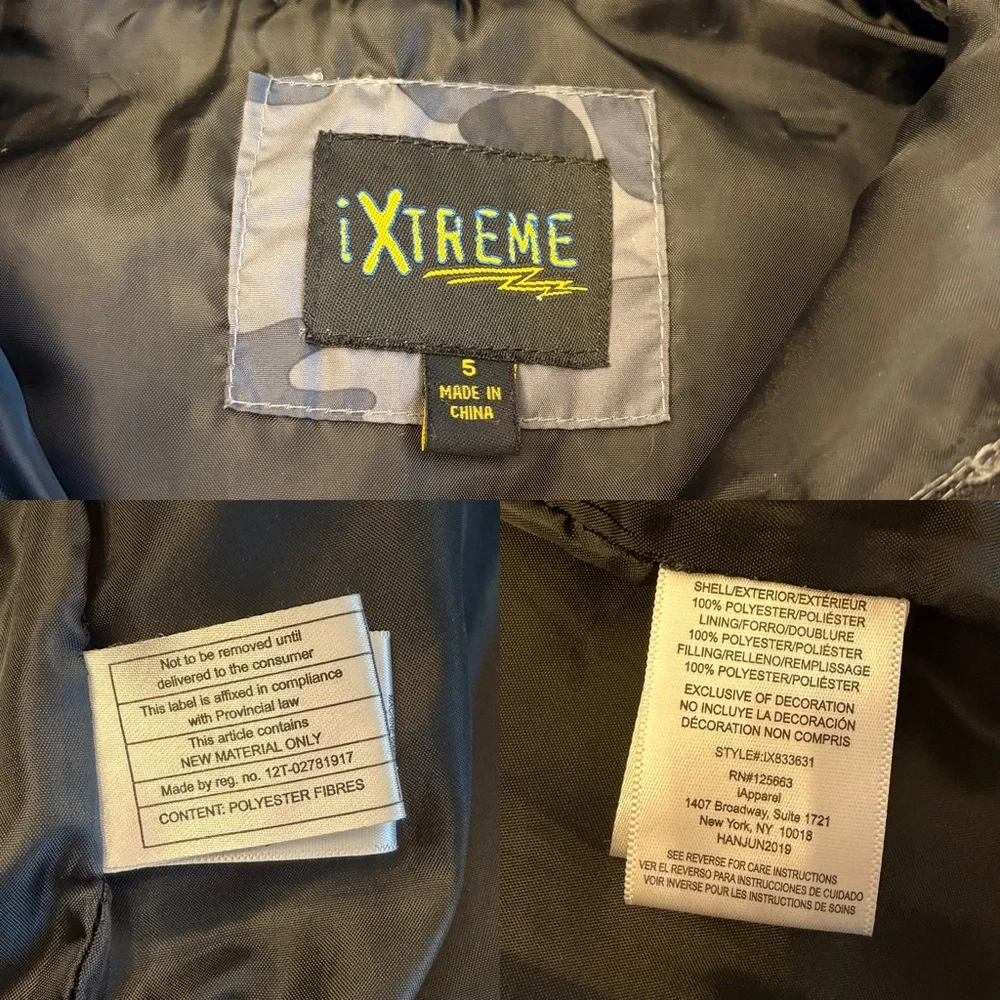 iXtreme Kids' Hooded Puffer Zip Up Jacket with Camouflage Print Boys 5